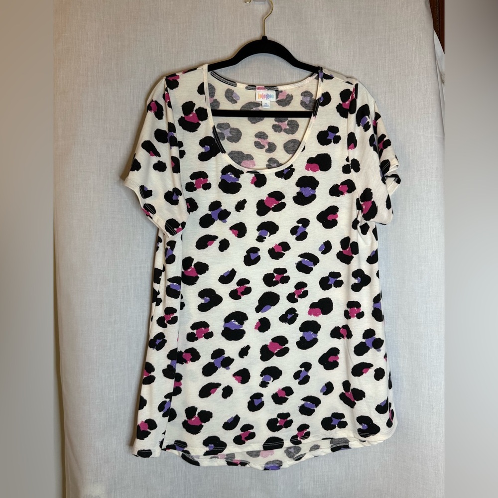LuLaRoe Classic T Top with Pink and Purple Accents